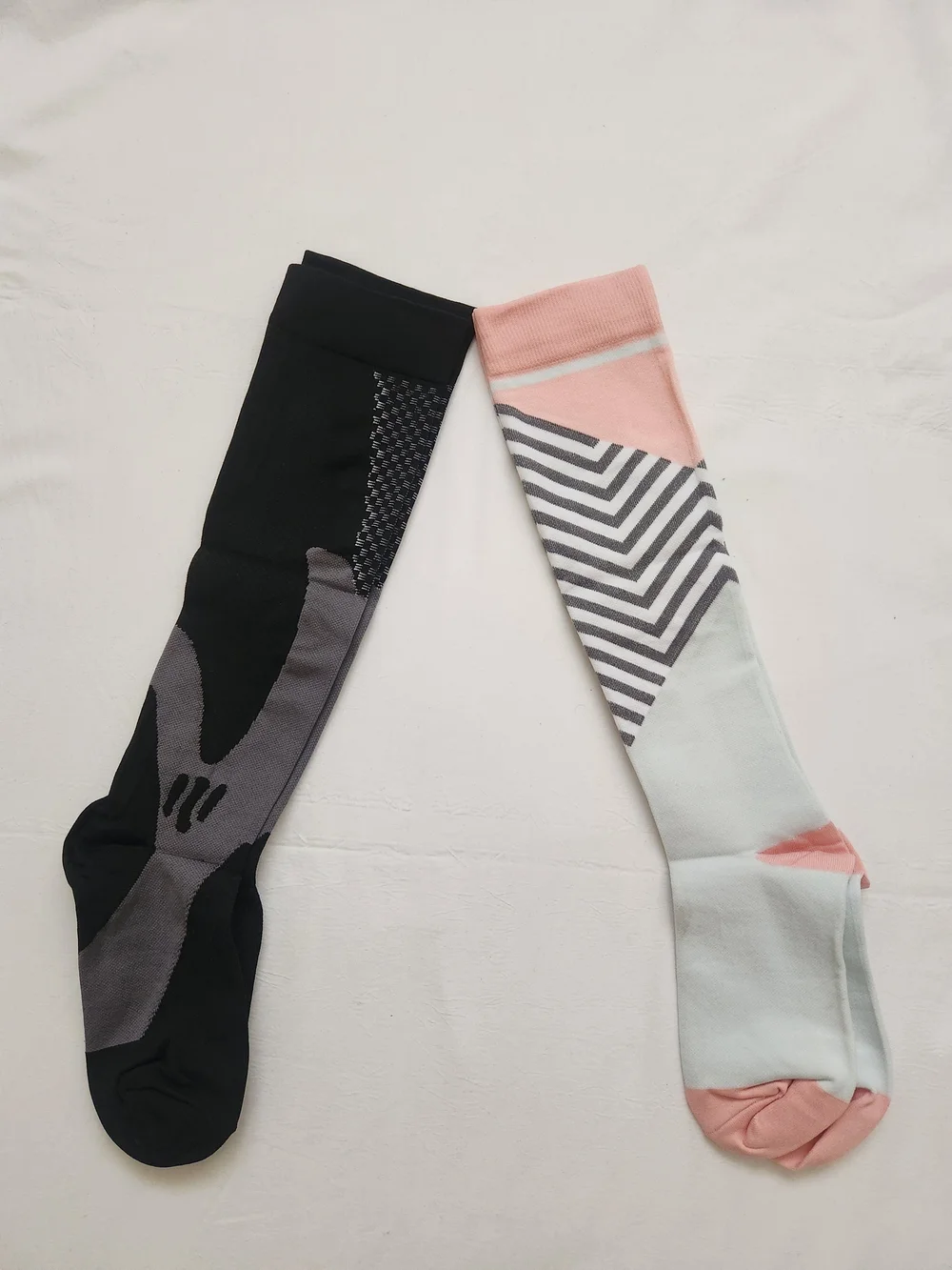 Ladies Comfort and Performance Compression Socks - Black & Pink